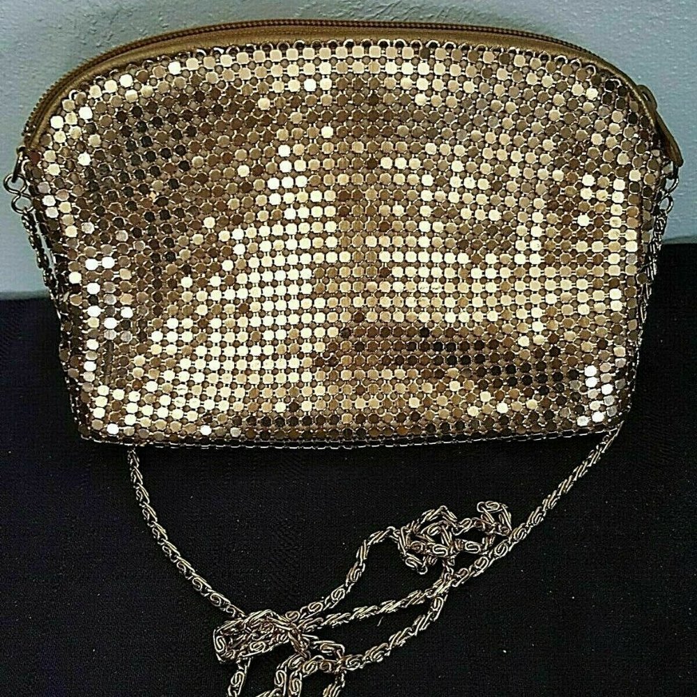 Gold Metal Mesh Chain Strap Prom Wedding Bag Purse